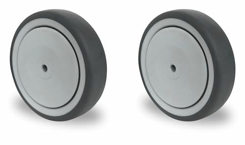 Abrollwerk 2er Set Einbaurad 125 mm inkl. Achse – TPE Apparaterolle mit Kugellager – Leise & Spurlose Transportrollen für Möbel, Werkstatt & Industrie – Ersatzrad 125x32 mm