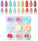Moepak Pat Painting Gel Nail Polish Set Ombre Nail Gel Paint for Nail Art No Wipe Nail Art Painting Gel for Manicure Nail Salon 9 Colors (C)