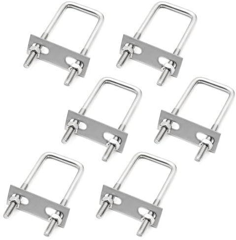 Aoyswuz 6 Piezas M8 Pernos en U 40 * 100 mm Pernos en U Cuadrados 304 Inox Abrazadera Cuadrada Pernos para Fijar Tuberías, Tracción de Automóviles, etc.