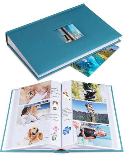 Fotoalbum Einsteckalbum 10x15 402 Fotos, Leinen Fotoalbum zum Einstecken 10x15, Die Memo-Einsteckalben (67 Blatt/134 Seiten) Pfauenblau