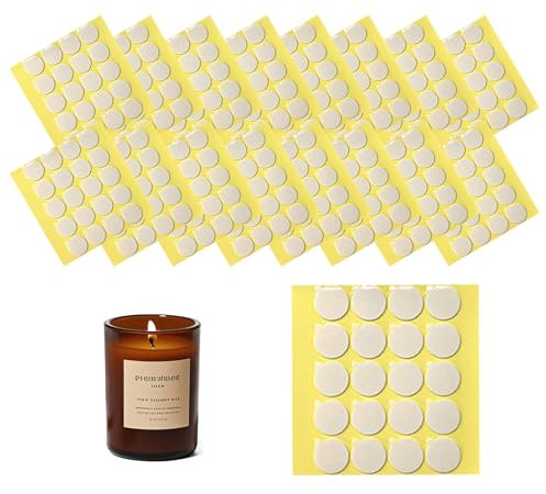 Sumhao 320 Pcs Candle Wick Stickers, Heat Resistance Double-Sided Stickers with The Little Ear, Candle Making Kit, Adhere Steady in Hot Wax