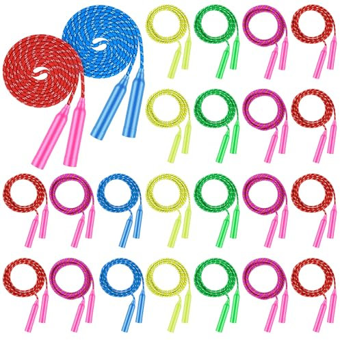 Aneco 24 Pieces Colorful Jump Rope Bulk Exercise Equipment 7.2 Feet Nylon Jump Rope Colored Rope for Outdoor Fun Exercise Fitness Activity Party Favors