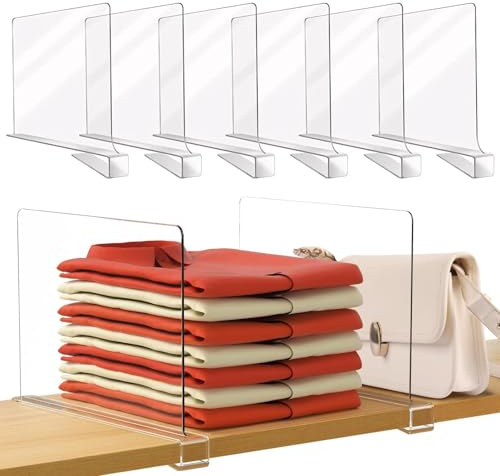 Aphromirel 8 Stück Transparente Acryl Regaltrenner Multifunktionaler Regalteiler Adjustable without drilling für Schlafzimmer KüChen BüCherregale SchräNke Und Kleiderschrankteiler