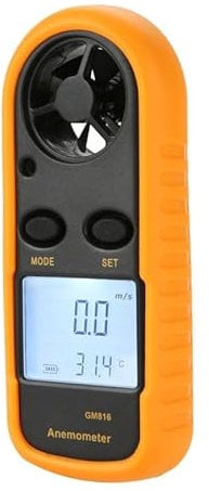 DewinLVD Handheld Windmesser, Digitaler Windmesser 0-30m/s Messung von Windgeschwindigkeit Maximal-Durchschnitts- Echtzei Windmessgerät mit Thermometer Wind Speed Meter für Windsurfen Segeln Drohne