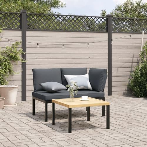 XINCXIN Gartenbank, gartenbank wetterfest sitzbank Balkon Outdoor loungesofa Outdoor balkonbank Geeignet für Garden Porch Patio Balcony mit Kissen Schwarz Aluminium