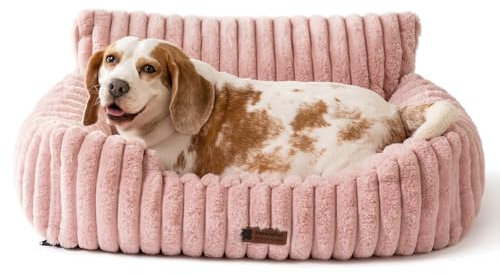 MEWOOFUN Hundesofabett - Katzenbetten für Hauskatzen Weich und Flauschig, Katzensofabett Kleines Hundebett für Hunde und Katzen, Beruhigendes Hundebett (Rosa, 76x53x30cm)