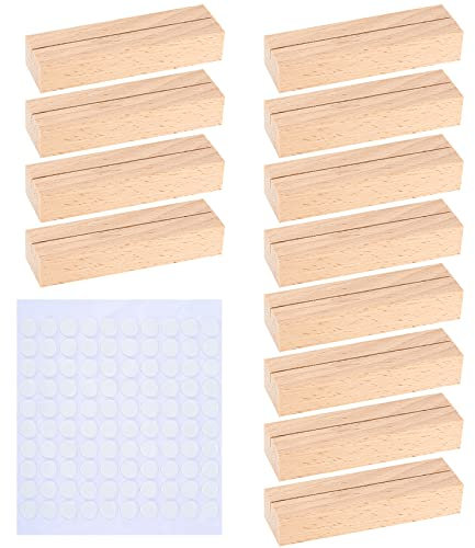 kebitedamai 12 Stück Holz Tischkartenhalter Holz Fotohalter Kartenständer Holzständer für Kartenaufsteller, Postkartenhalter für Hochzeiten Restaurants Partys Menühalter Karten Halterung