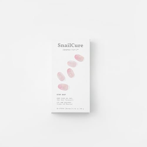SnailCure Semi Cured Gel Nail Strips, Real Gel Polish Wraps for Long-Lasting Shine, Easy Stick On Nails Kit, Vegan, PETA-Approved, Chip-Resistant, UV/LED Lamp Needed, 30 Pcs, 14+ Days Wear, Star Dust