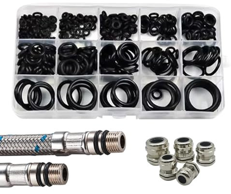 O Rings Kit, Rubber Gasket Seal, Washer Assortment, Durabless Replacement Seals, High-Quality Automotive Repair Tool, 200 Pieces, Ideal for Household, Industrial, Automotive Applications, 1mm Black