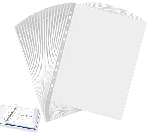 100 Taschen A4 Foto Hüllen für A4 2/3/4 Ringbuch, Transparente Postkartenhüllen, Top Loading Fotoalbum Nachfüllseiten Foto