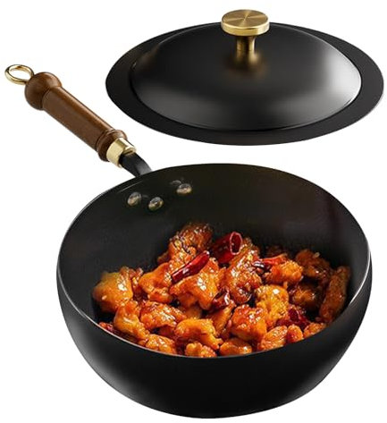 Holdes Pentola per salsa | casseruole e padelle da cucina antiaderenti, in ghisa con manico in legno, compatibile con forno per casa, campeggio e ristorante