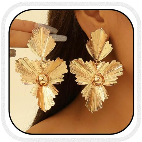 Atigy Boho Große Blattohrringe Gold Statement Baumeln Ohrringe Vintage Ohrringe Schmuck für Frauen