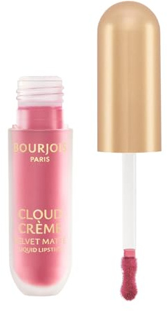 Bourjois Cloud Crème Velvet, 01 Rose Bonbon, Rouge à Lèvres Liquide Mat, Mat intense ou flouté, Confort doux et léger, 3ml