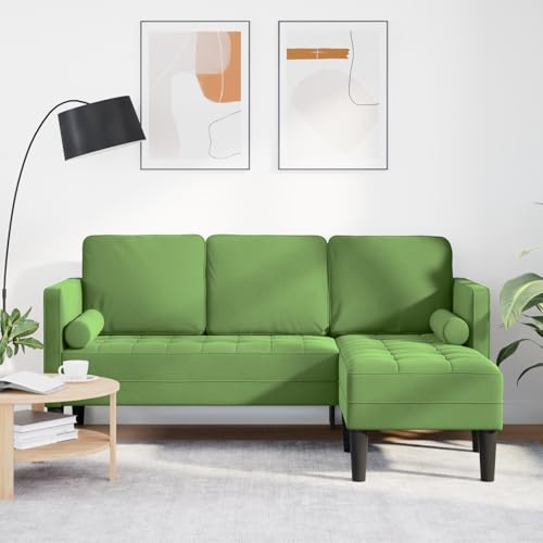 ZQQLVOO Modernes hellgrünes Ecksofa mit Stauraum, bequem für 3 Personen, fleckenresistentes Polyester und Holzrahmen, minimalistisches Design für Wohnzimmer und Leseecke