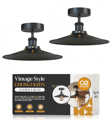 LEDSone Home Modern Black Ceiling Light Fixture - Industrial 2 Pack Semi Flush Mount Ceiling Lighting LED Chandeliers Fitting for Kitchen Hallway Dining Rooms Living Room EPC A+