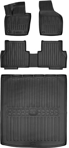 Satz 3D Gummimatten und Kofferraummatten passend für Seat Alhambra II 7N (2010-2020) Minivan 7-Sitzer-Version (3. Sitzreihe umgeklappt), 1. und 2. Sitzreihe