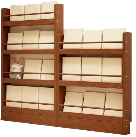 PreuepltrMa Behind the door bookshelf, Walnut book display shelf, Wooden bookcases with open display shelves, Hidden door bookcase for Bedroom, Living Room.(Three-tier 80cm)