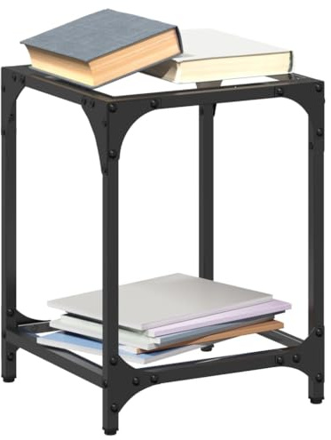Mhdvray Lot de 2 tables basses en verre transparent 30 x 30 x 40 cm - Structure en acier inoxydable - Design moderne - Robuste et facile d'entretien - Pour salon, chambre à coucher, couloir et bureau