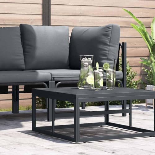 Owoxanthellate Stahl Gartensofa Anthrazit 70x70,5x32 cm Modernes Outdoor Lounge Sofa Mini Sitzbank wetterfest für Balkon Terrasse Garten