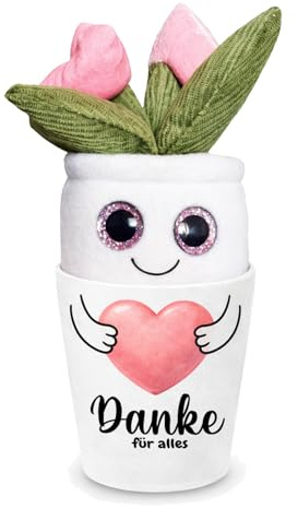 Maus-Design Geschenk Blumentopf „Danke für Alles“ – liebevolles Dankeschön für Erzieherin, Lehrerin, Hebamme & Kollegin | Keramiktopf mit Plüschblume & Geschenkkarton