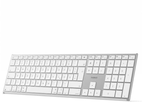 Inateck Bluetooth Mac Tastatur,Kabellose Tastatur mit 3 BT Kanälen,QWERTZ Layout,Leise Tasten, KI-Funktion, Kompatibel mit MacBook Pro/Air, iMac, iMac Pro, Mac mini,iPad