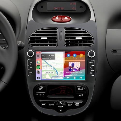 2+64G Android 14 Autoradio 2 Din für Peugeot 206 206CC 206SW 2000-2008, 7 Zoll Bildschirm Radio mit Navi Bluetooth Autoradio mit Wireless Carplay GPS Navi Rückfahrkamera Mirror Link GPS WiFi FM RDS