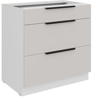 Kuechen-preisbombe Küchen Unterschrank 80 cm Como Kaschmir beige matt + weiß matt Vollauszug Soft-Close Küche Küchenzeile Einbauküche Küchenblock
