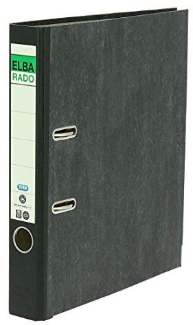 Elba Recycling-Ordner A4, Rado Wolkenmarmor, 5 cm schmal, schwarz, 1 Stück