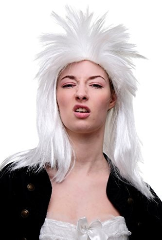 WIG ME UP - LM3057-P68 Rocker Perücke weiß Rock me Amadeus Vokuhila, 80er