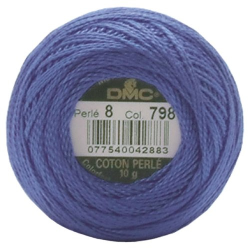 DMC 116 8-798 Pearl Cotton Thread Balls, Dark Delft Blue, Size 8