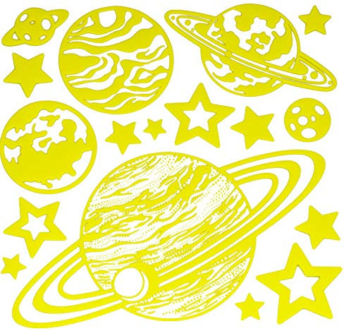 alles-meine.de GmbH 17 TLG. Wandtattoo/Fensterbild/Sticker Glowing in The Dark - Planet Erde Planeten Sterne leuchtet im Dunkeln Glow