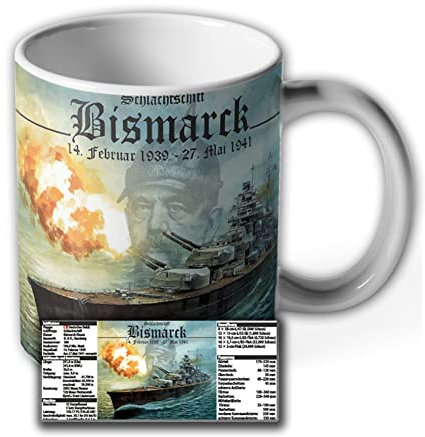 Bismarck mit Daten Schlachtschiff Kaiserliche Marine Wappen Tasse #3270