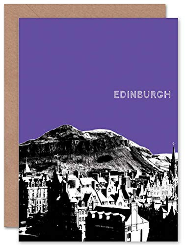 Wee Blue Coo PHOTO LANDMARK ARTHUR'S SEAT EDINBURGH SCOTLAND BLANK GREETINGS CARD