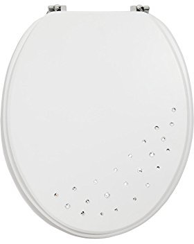 H&S Diamante Toilet Seat - White - 18 Inch X 14.5 Inch X 2.5 Inch