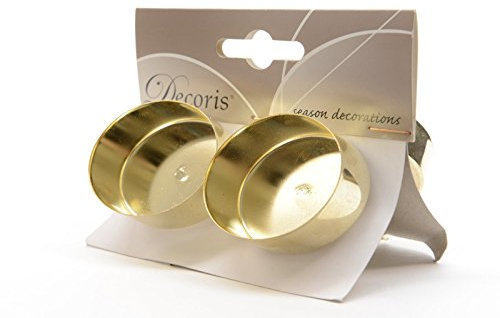 Unbekannt Teelichthalter mit Dorn für Gestecke Adventskränze 4tlg Gold