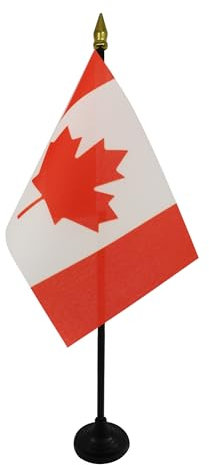 AZ FLAG - Mini Drapeau Canada De Table - 15x10 cm - Drapeau Canadien De Bureau 100% Polyester Avec Hampe Pointe Dorée 25cm