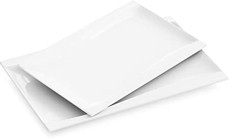 MALACASA serie Carina 2 piezas Vajillas de Porcelana Blanca Plato plano de 13.25 y 11 pulgadas Plato de Cena Plato de torta Plato de Postre Plato de Porcelana