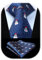 HISDERN Blau Weihnachts Krawatte für Herren Schneemann Muster Xmas Party Festlich Krawatten & Einstecktuch Set Mode