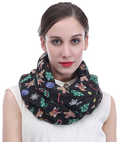 Lina & Lily Damen Loop Schal mit Weihnachts-Muster