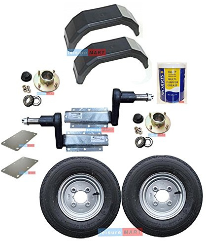 leisure MART 350kg Avonride trailer suspension units | supplied with 4 inch PCD hubs, 8 inch 4PR wheels, plates, grease and mudguards (Set 13)