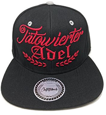 Outfitfabrik Snapback Cap Stickerei Tätowierter Adel in schwarz mit rotem 3D Stick (Provokation & Statement)