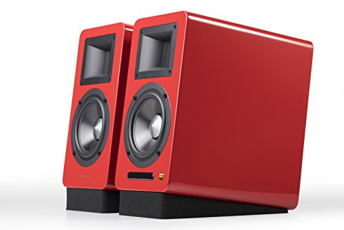 Airpulse A100 Active Bookshelf Bluetooth HiRes Audio Speaker System with Signature Phil Jones Design - Red