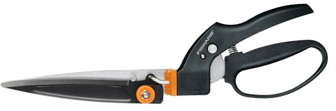 Fiskars Garden Swivel Grass Shears, Rotating Blades for Precise Lawn Edging, Spring-Action Handle, 5, Black/Orange