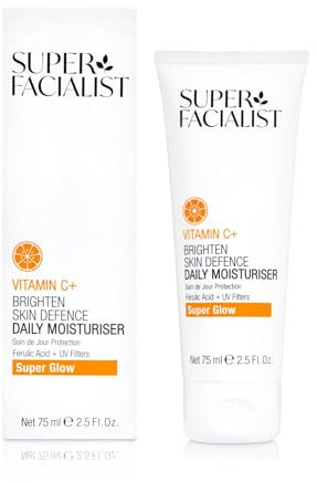 Super Facialist - Vitamin C + Skin Defence Daily Moisturiser, Face Cream For Skin Radiance & Moisture, Contains Hyaluronic Acid, Vegan Friendly, 75ml