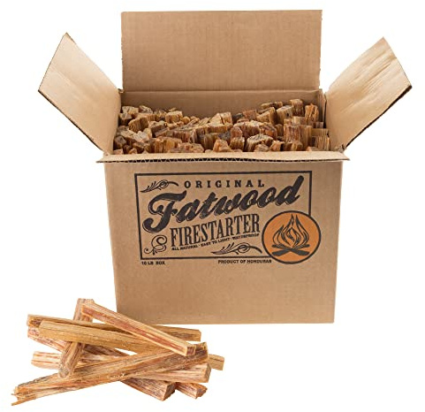 Fatwood Fire Starter Sticks 10lb Box - Indoor or Outdoor 100% All Natural Pine Fire Starters for Campfires, Fireplace, Firepit, Wood Stove, or BBQ Grill - Kindling Wood Firewood Lighter by Pure Garden