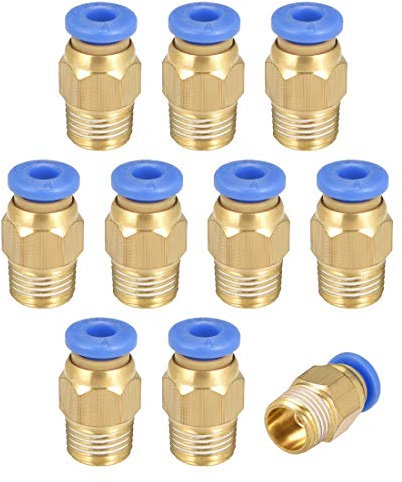sourcing map 10 Stück Gerade Pneumatische Drücken Verbindung Anschlüsse G 1/8 Stecker x 4 mm Rohraußendurchm.