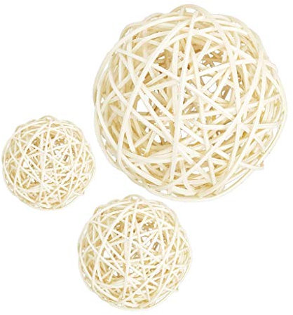 Hellery 3 Stü Einfache Natürliche Rattan Ball Weidenkugeln Dekor Kugeln Rattan Zweig 6 10 cm - weiß, 6 cm 7 cm 10 cm