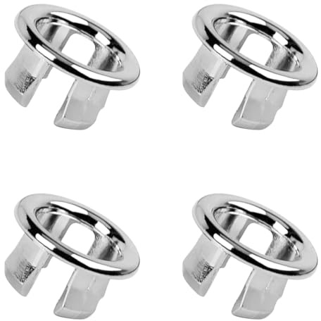 Alovexiong Lot de 4 cache-trop-plein en chrome pour lavabo de salle de bain ou évier