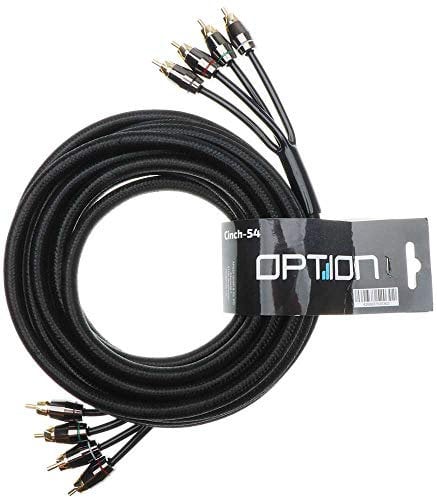 OPTION Câble RCA 4 canaux - 5,5 m - Qualité supérieure pour des signaux audio sans interférence - Double blindage - Idéal pour les amplificateurs, les systèmes stéréo, les caissons de basses, les