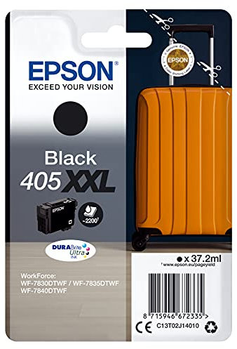 Epson 405XXL – 37,2 ml – Größe XXL – Schwarz – Originalverpackung mit Funkalarm/akustischer Alarm – Tintenpatrone – für Workforce WF-7830DTWF, WF-7835DTWF, WF-7840DTWF